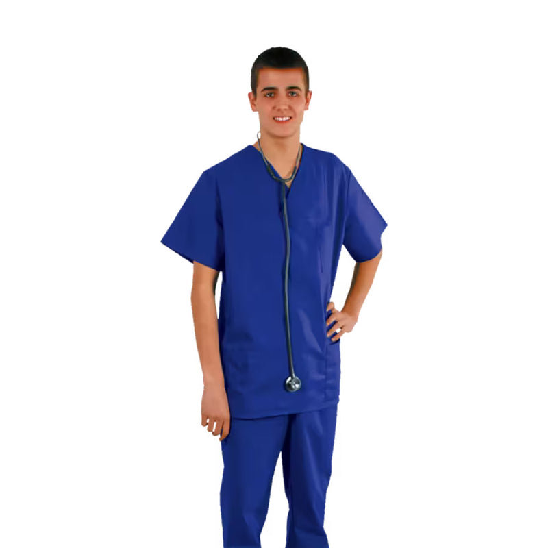 Leikkauspusero taitoskauluksella, sininen