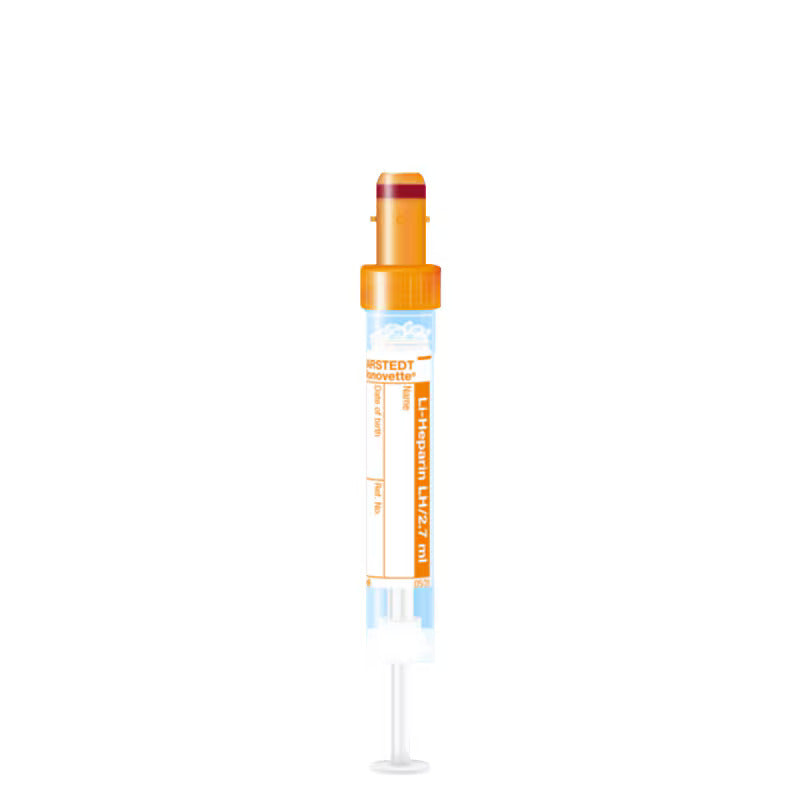 S-Monovette 2,7 ml, Li-hepariini, paperietiketillä